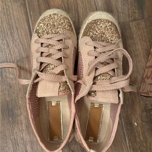 Sparkly Gold and Pink Sneakers
